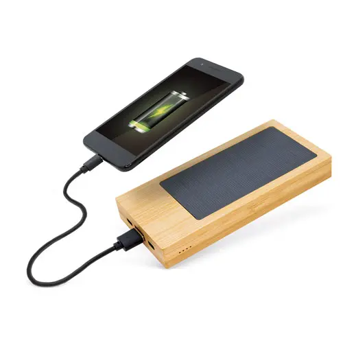 POWER BANK CON CARGADOR SOLAR DE BAMBU "NAPLES"